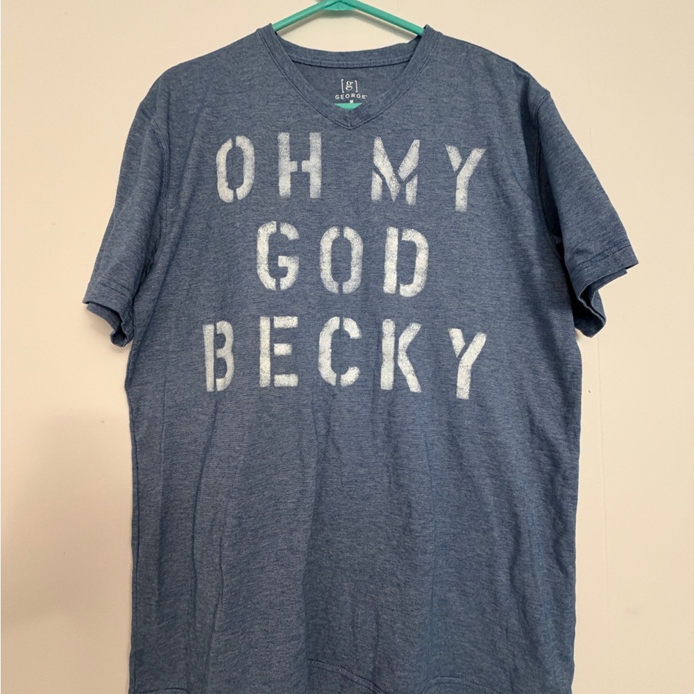 George Blue Short Sleeve Tee with White Lettering